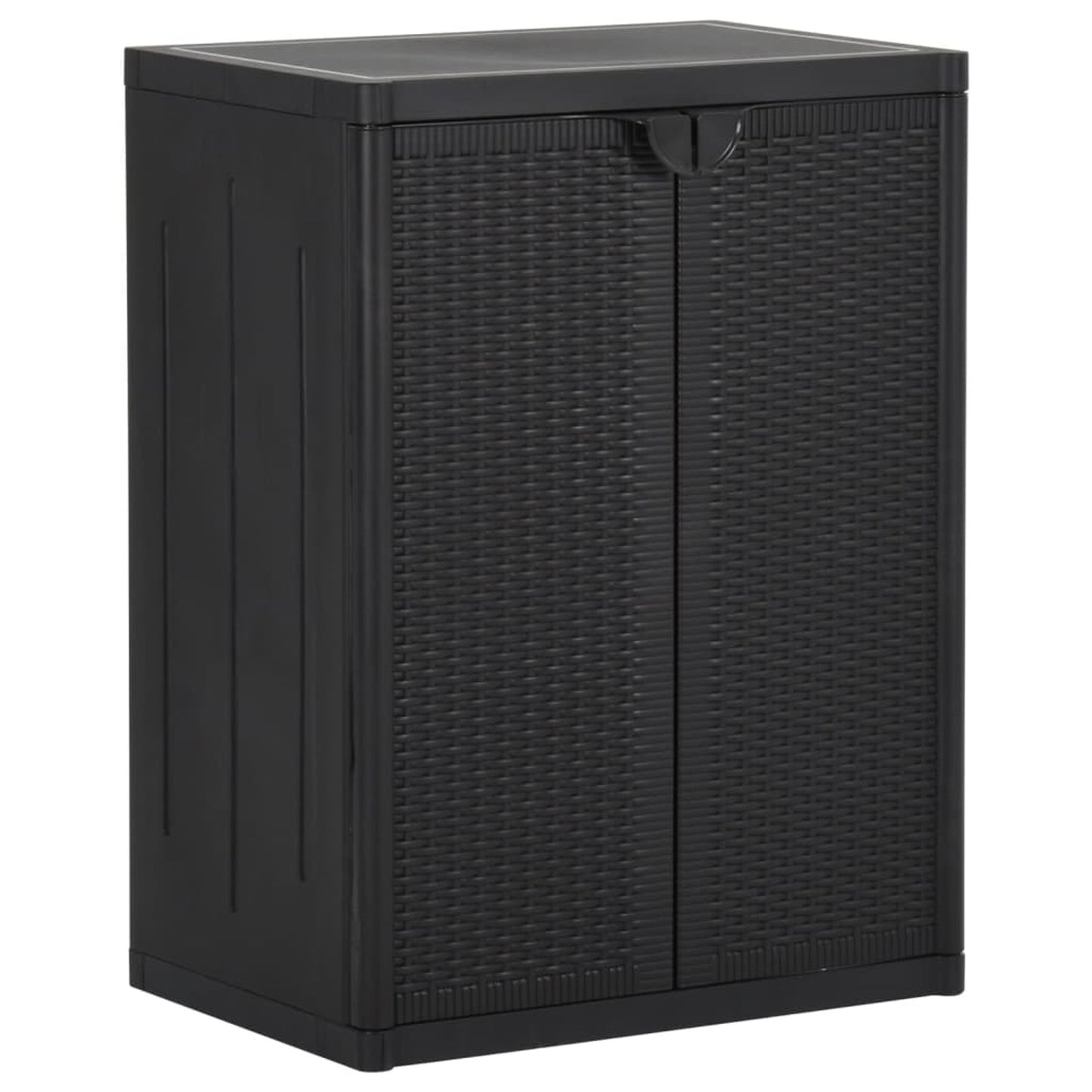 Tuinkast – Tuinopbergkast – Tuinkist – Buitenkast – Berging – Zwart – Compact 65x45x88 cm – PP Rattan Look