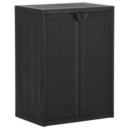 Tuinkast – Tuinopbergkast – Tuinkist – Buitenkast – Berging – Zwart – Compact 65x45x88 cm – PP Rattan Look