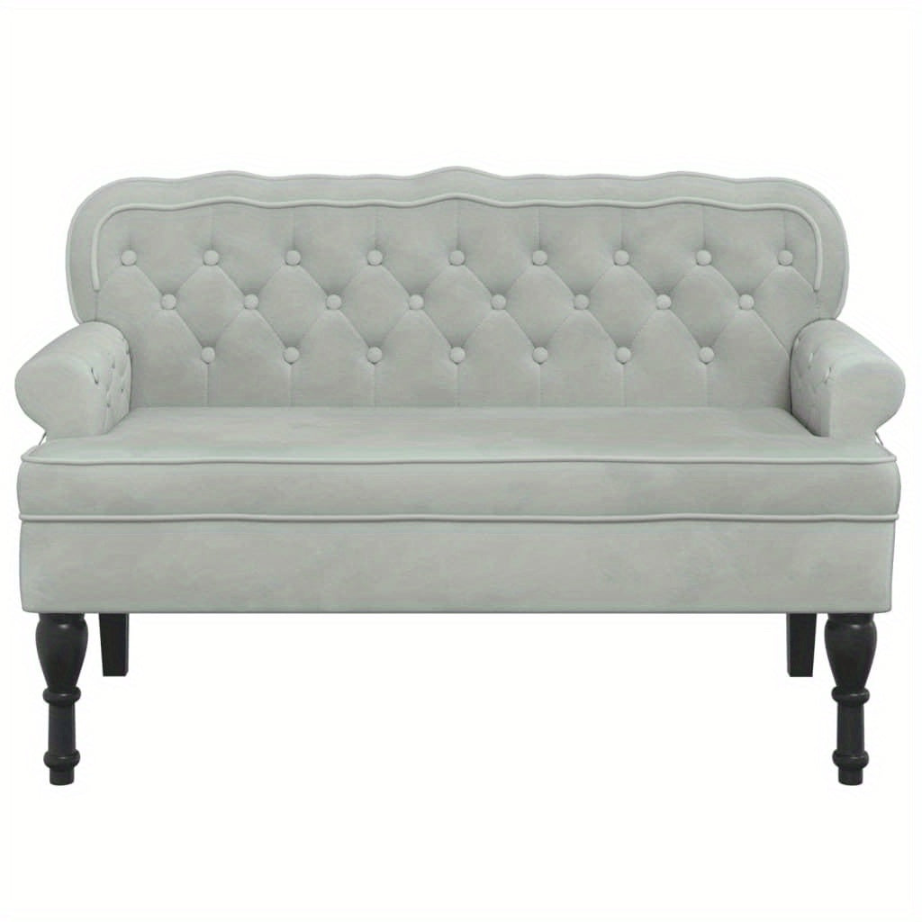 Bankstel – Banken – Sofa – Zitbank – Zithoek – Lichtgrijs – Velvet Stof – Duurzaam Houten Frame – 119,5x64,5x75 cm