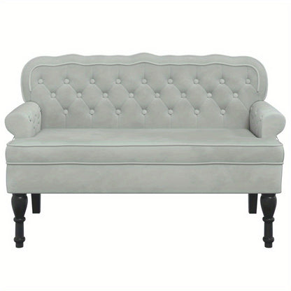 Bankstel – Banken – Sofa – Zitbank – Zithoek – Lichtgrijs – Velvet Stof – Duurzaam Houten Frame – 119,5x64,5x75 cm