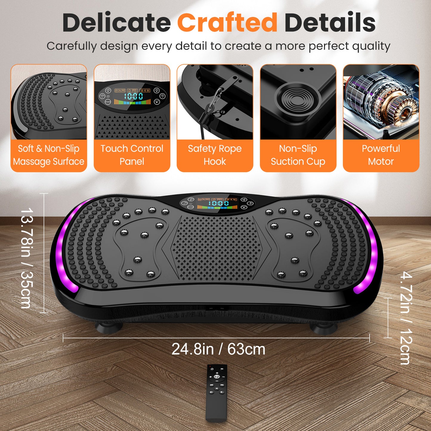 Trilplaat – Vibratieplaat – Vibratietrainer – Powerplate – Fitnessplatform – 200W Motor – 120 Snelheidsniveaus – Inclusief Afstandsbediening, Yogamat en Weerstandsbanden – Maximaal 120 kg Belastbaar