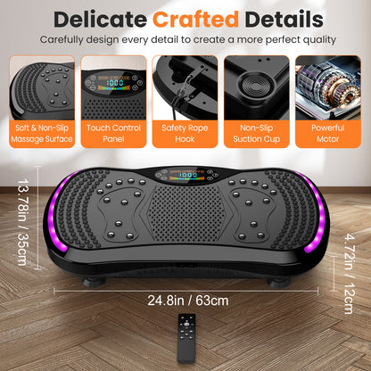 Trilplaat – Vibratieplaat – Vibratietrainer – Powerplate – Fitnessplatform – 200W Motor – 120 Snelheidsniveaus – Inclusief Afstandsbediening, Yogamat en Weerstandsbanden – Maximaal 120 kg Belastbaar