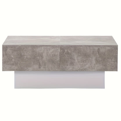 Salontafel – Koffietafel – Bijzettafel – Woonkamertafel – Tafel – Uitklapbaar Blad – Opbergruimte – Duurzaam Bamboe – Modern Grijs