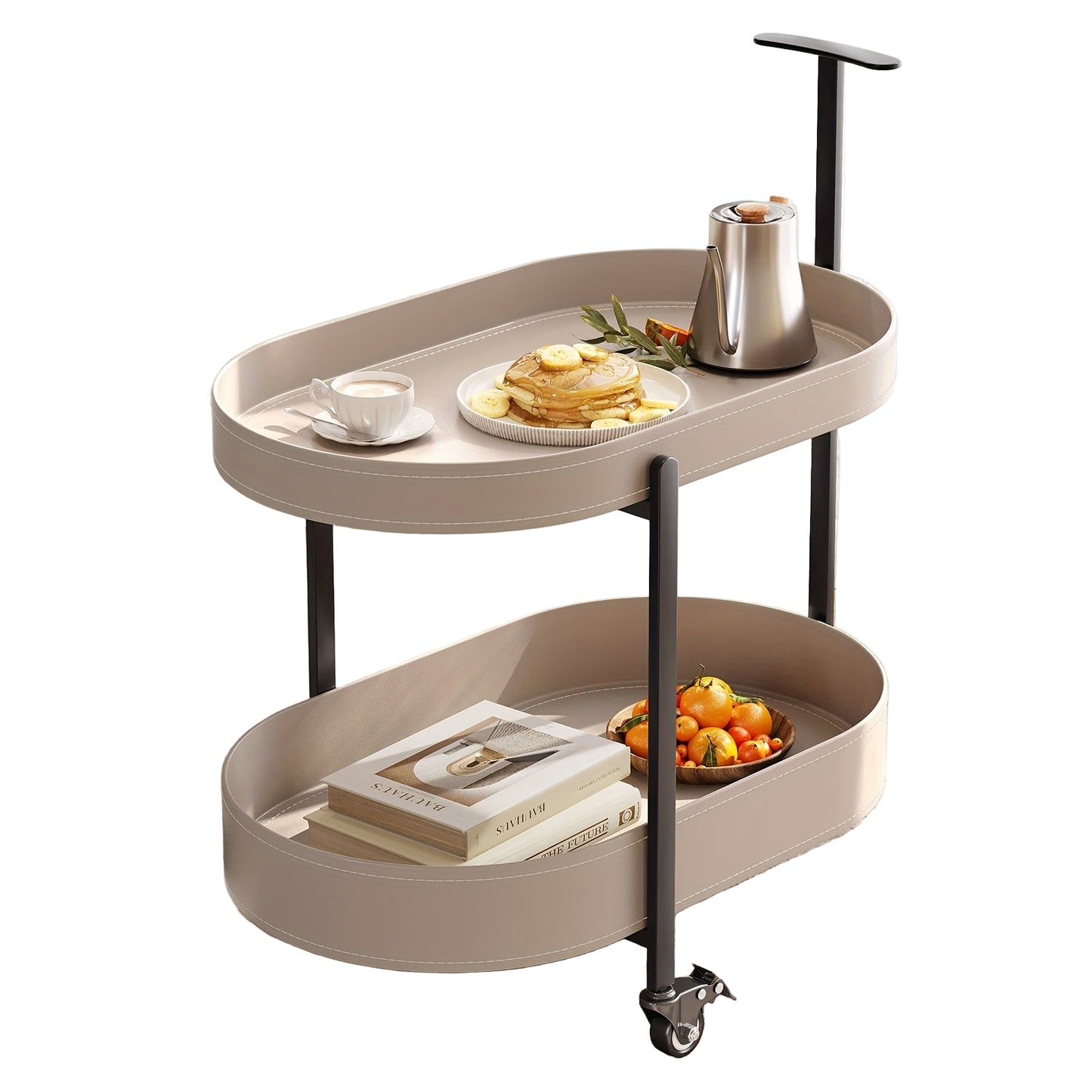 Opbergwagen – Trolley – Keukentrolley – Serveerwagen – Opbergtrolley – Dubbele Laag – Mobiel met 4 Wielen – Duurzaam Kunststof – Modern Design