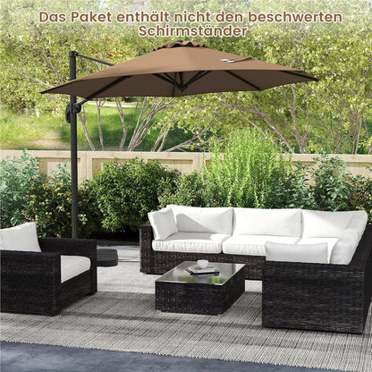 Parasol – Tuinparasol – Zweefparasol – Balkonparasol – Stokparasol – Ø 300 cm – Kantelbaar & 360° Draaibaar – UV-bestendig Polyester – Robuuste Aluminium Frame – Bruin