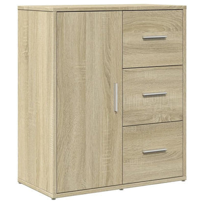 Opbergkast – Nachtkastje – Bijzetkast – Ladekast – Sideboard – Sonoma Oak – 3 Lades & 2 Planken – Metaal Frame – Compact 60x31x70 cm – Vrijstaand