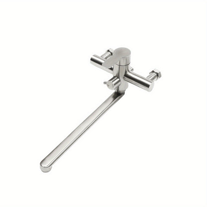 TOOL1SHOOO 22.5cm Brushed Chrome Bath Mixer Faucet - 360° Swivel Wall-Mounted Shower Head with 2 Spout Modes, Modern Design for Home Bathrooms, Hotels, Spas & Gyms, Bathroom Upgrade, Sleek Bathroom Style, Durable Bathroom Fi