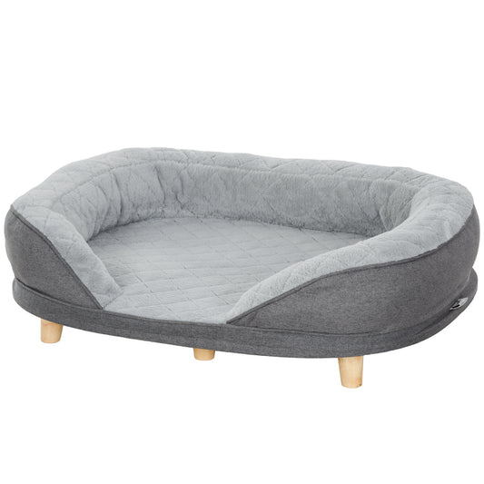 Hondenbed – Hondenkussen – Hondensofa – Hondenmand – Middelgroot Hondenbed – Grijs – Afneembare Wasbare Hoes – Antislip Voeten – 90 x 78 x 25 cm – Tot 25 Kg