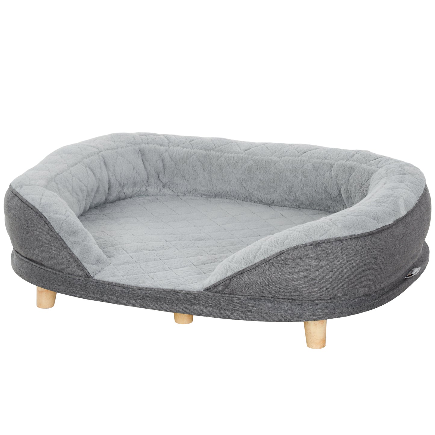 Hondenbed – Hondenkussen – Huisdierenbed – Dierenmand – Dierenkussen – Afneembare Wasbare Hoes – Antislip Poten – Grijs – 90 x 78 x 25 cm – Geschikt Tot 25 Kg