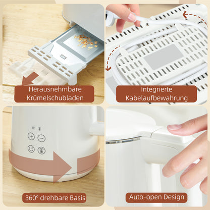 Broodrooster – Toaster – Keukenapparaat – Ontbijttoestel – Tostiapparaat – 7 Bruiningsniveaus – Roestvrijstaal en Kunststof – Snelle Bereiding – Wit