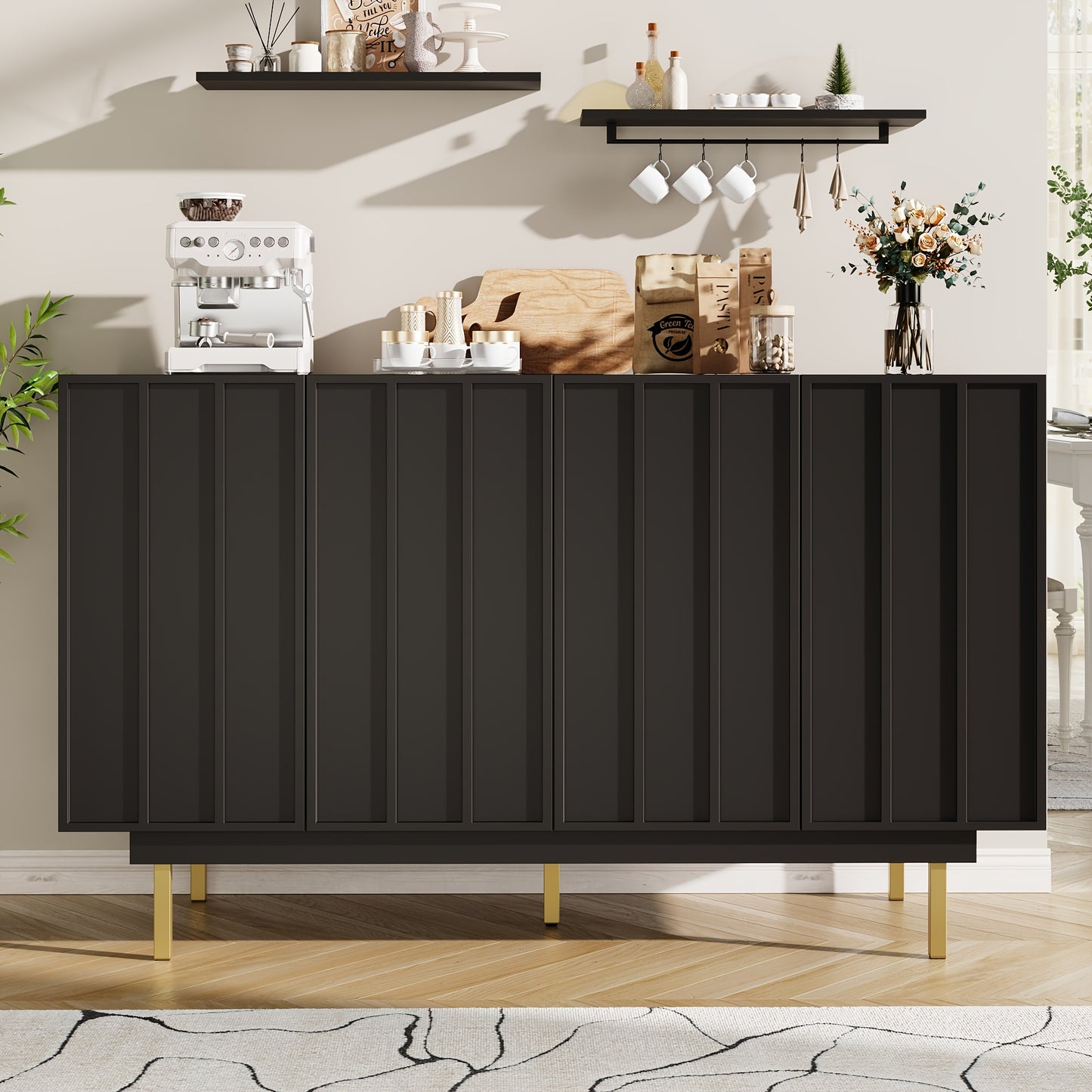 Dressoir – Opbergkast – Ladekast – Kast – TV-meubel – Grijs – Vrijstaand – 140x38,5x82,5 cm – Onderhoudsvriendelijk Materiaal