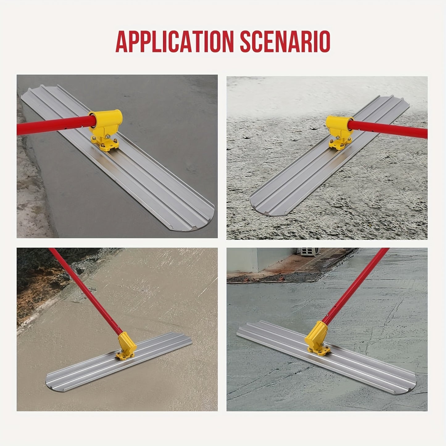 Concrete Bull Float, 121.92 x 20.32cm Magnesium Concrete Finishing Tools with Extendable Handle Bracket ×3, Surface Smoothing Kit for Smooth Finish