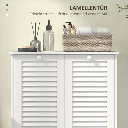 Witte Wasmand – Wasbak – Linnenkast – Opbergkast – Badkamer Kast – Metaal – Inclusief 2 Baskets – Geen Montage Nodig – 3.2 Cu Ft Gesloten Opbergruimte