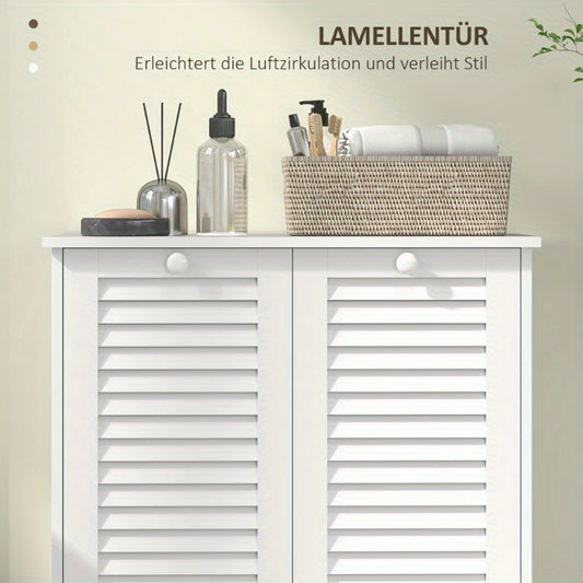 Witte Wasmand – Wasbak – Linnenkast – Opbergkast – Badkamer Kast – Metaal – Inclusief 2 Baskets – Geen Montage Nodig – 3.2 Cu Ft Gesloten Opbergruimte