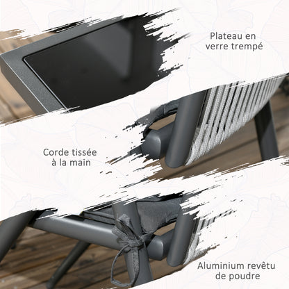 Tuinset – Tuinmeubelset – Buitenmeubelset – Terrasset – Diningset – 5-delig Met 4 Comfortabele Stoelen – Aluminium Frame Met Geharde Glazen Tafel