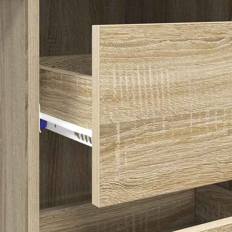 Bureau – Bureautafel – Computertafel – Schrijftafel – Werktafel – Sonoma Eiken – 90x37,5x75 cm – Met 3 Lades en Open Plank – Stevig Houtcomposiet Met Natuurlijke Houtstructuur