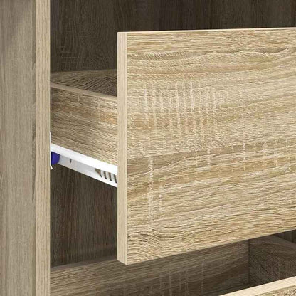 Bureau – Bureautafel – Computertafel – Schrijftafel – Werktafel – Sonoma Eiken – 90x37,5x75 cm – Met 3 Lades en Open Plank – Stevig Houtcomposiet Met Natuurlijke Houtstructuur