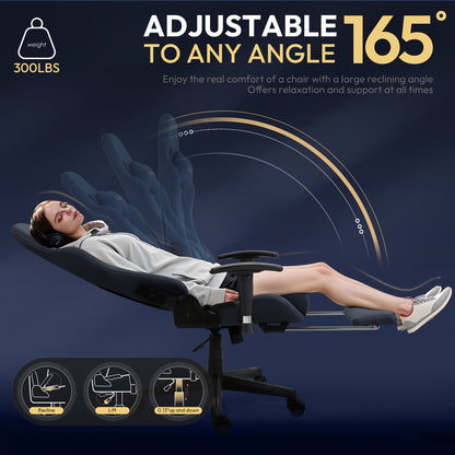 Gamingstoel – Gamestoel – Bureaustoel – Werkstoel – Ergonomische Stoel – Fluweelzachte Suède Bekleding – Verstelbare Rugleuning 90°-165°