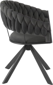 Luxe eetkamerstoel set van 2 - Draaibare eetstoel - Fluweel eetkamerstoel - Eettafel stoel - Velvet - Stoel - Gevlochten - Set - Grijs