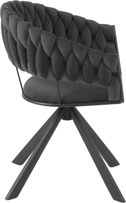 Luxe eetkamerstoel set van 2 - Draaibare eetstoel - Fluweel eetkamerstoel - Eettafel stoel - Velvet - Stoel - Gevlochten - Set - Grijs