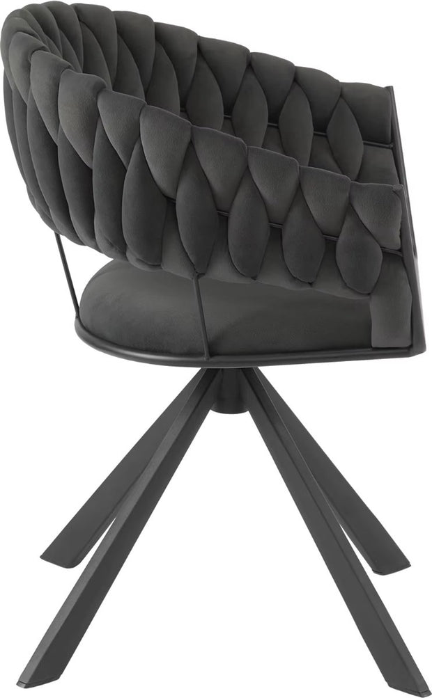 Luxe eetkamerstoel set van 2 - Draaibare eetstoel - Fluweel eetkamerstoel - Eettafel stoel - Velvet - Stoel - Gevlochten - Set - Grijs