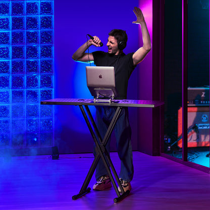Mobiele DJ-tafel – Draagbare DJ-standaard – Keyboardtafel – Verstelbare DJ-tafel – Mobiele DJ Setup – Verstelbare Hoogte – Dubbel X-Frame Stalen Onderstel