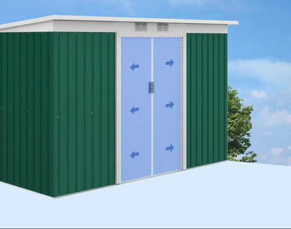 Metalen Buitenschuur – Tuinberging – Opslagschuur – Schuurtje – Garagebox – Extra Ruim 6,3 m³ – Stevige Constructie – Schuifdeur – Weerbestendig – Puntdak – Eenvoudige Montage – Verplaatsbaar – Antraciet Donkergroen Zwart