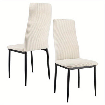 Eetkamerstoel – Stoel – Kuipstoel – Keukenstoel – Zithoekstoel – Metalen Frame – Gevuld Zitvlak – Comfortabele Hoge Rugleuning – Set van 4