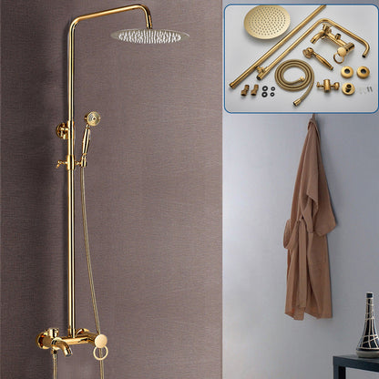 Douchekop – Douche Set – Regendouche – Handdouche – Hoofddouche – Goudkleurig – Messing & Roestvrij Staal – Verstelbare Hoogte 80-117 cm