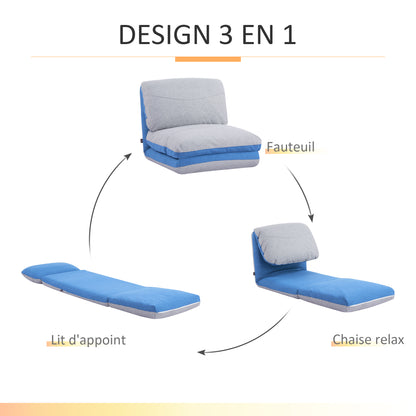 Klapstoel – Vouwstoel – Fauteuil – Slaapstoel – Relaxstoel – Verstelbare Rugleuning 5 Standen – Polyester Linnenlook Blauwgrijs