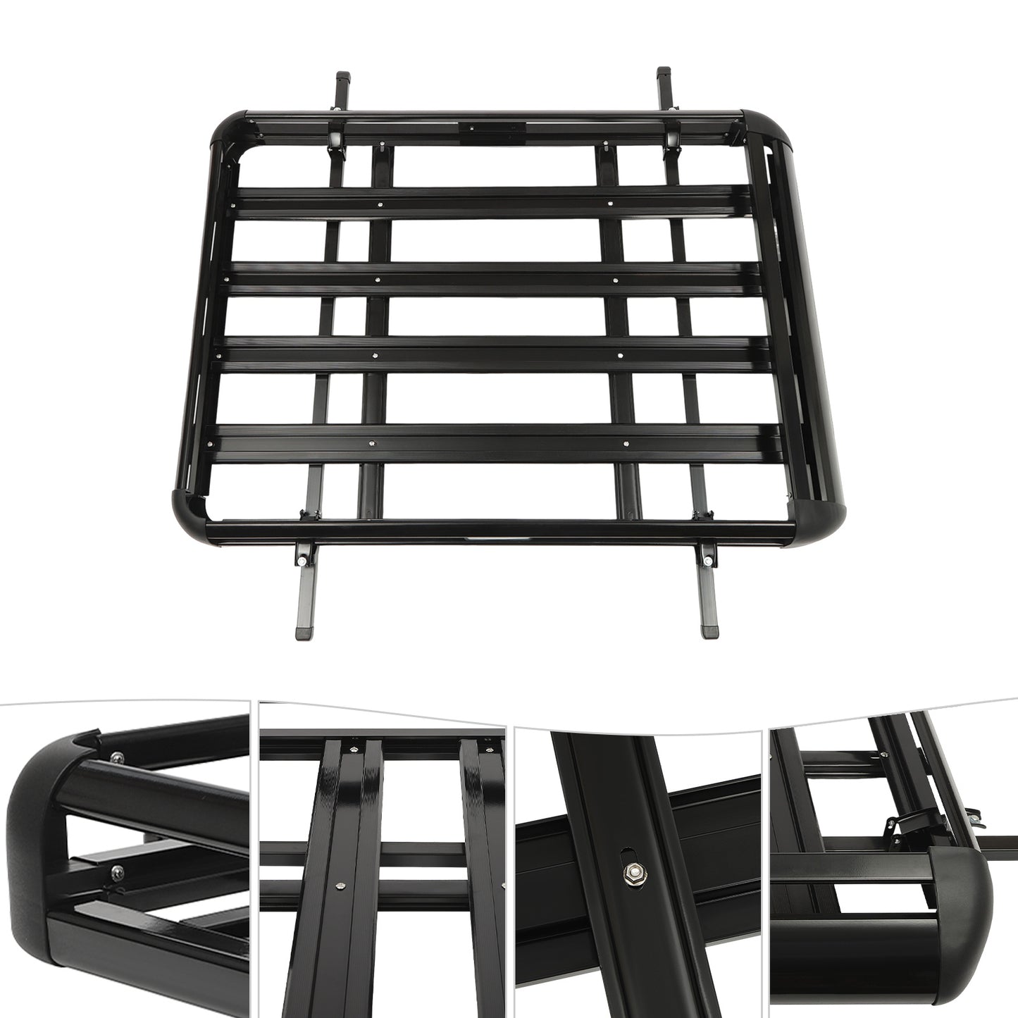 Dakkofferrek – Dakkofferdrager – Dakdrager – Bagagerek – Autodrager – Verstelbaar 140 cm – Draagvermogen 150 kg – Aluminium Zwart