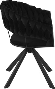 Luxe eetkamerstoel set van 2 - Draaibare eetstoel - Fluweel eetkamerstoel - Eettafel stoel - Fauteuil - Stoel - Velvet - Gevlochten - Set - Zwart