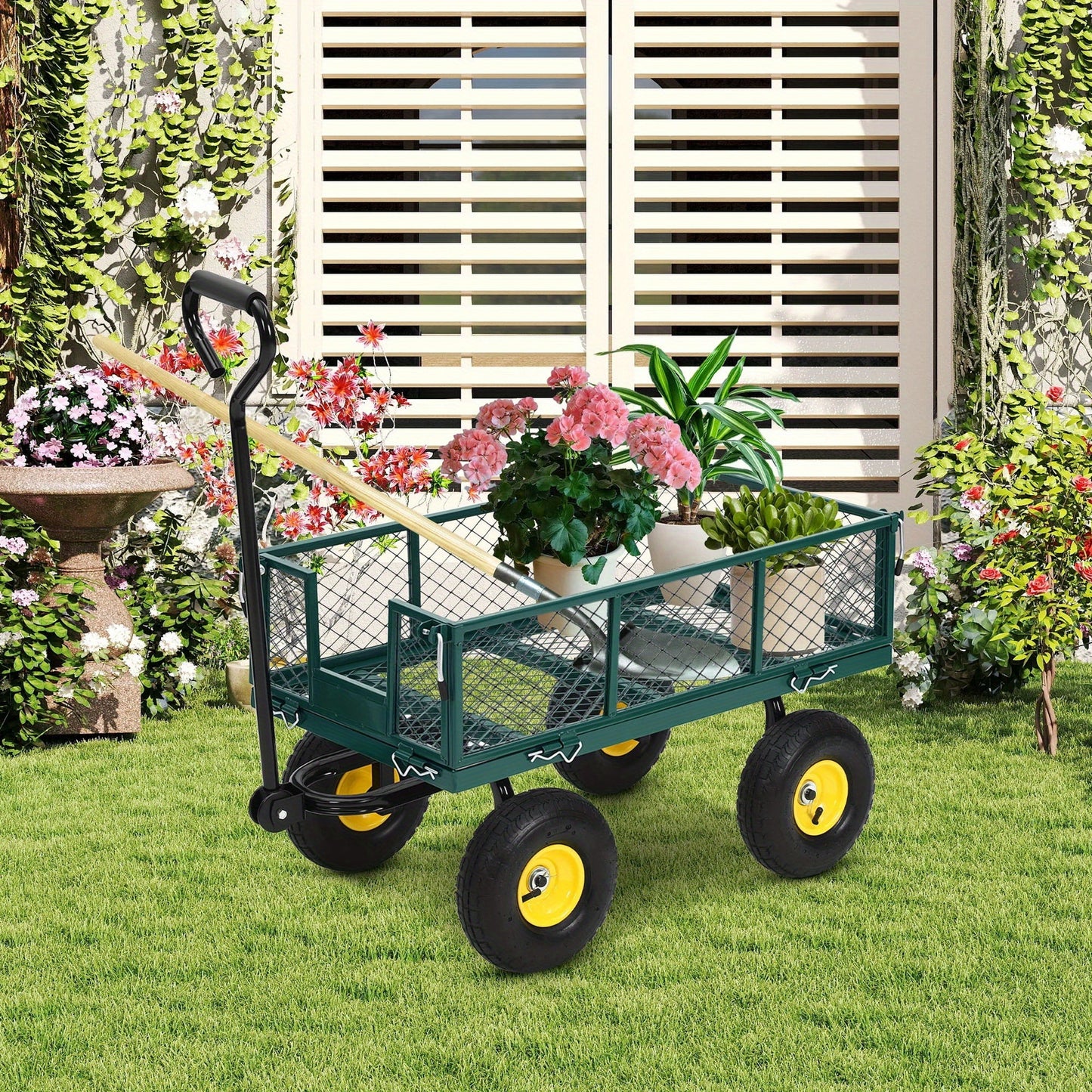 Tuinkar – Kruiwagen – Kiepkar – Tuinwagen – Kar – 500 kg Draagkracht – 3-in-1 Design Met 180° Draaibaar Handvat