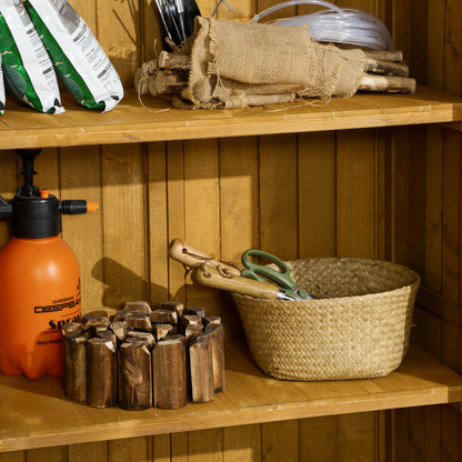 Tuinkast – Houten Tuinhuisje – Tuinberging – Gereedschapskast – Opbergkast – Afgelakt Vurenhout – Ventilerende Lamellen Deuren – 87x46,5x160 cm