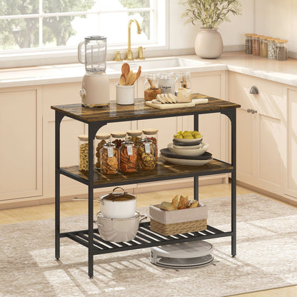 keukenrek – keukenrek staand – keukenkast organizer – kruidenrek – 3-laags – robuust stalen frame – rustieke houten planken