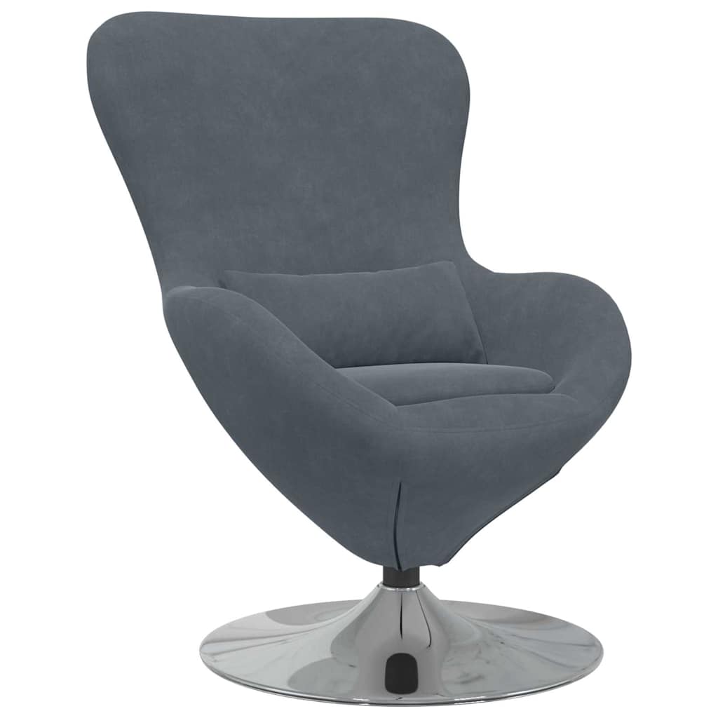 Fauteuil – Draaifauteuil – Loungefauteuil – Relaxstoel – Armstoel – Donkergrijs – Fluwelen Bekleding – Ingebouwde Voetensteun