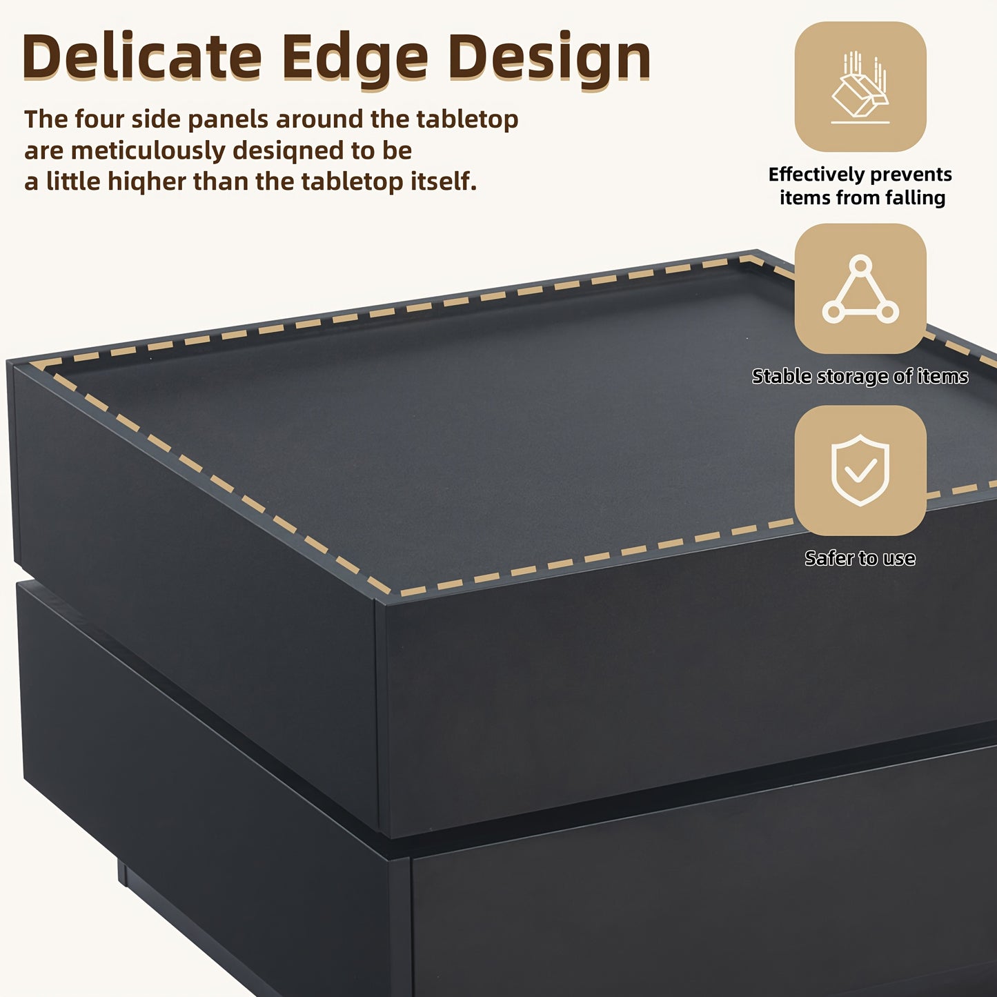Functional Coffee Table For The Living Room, 360° Swivelling, Swivelling Table Top With 2 Shelves And Storage Space, Black Living Room Side Table Frame, 60*60*38 Cm