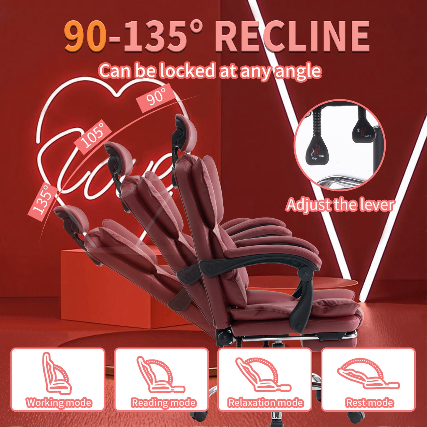 Gamingstoel – Gamestoel – Gaming Chair – Bureaustoel – Game Stoel – Ergonomisch verstelbaar – PU-Leder paars/wit – Zachte schuimvulling – Stevige rugsteun