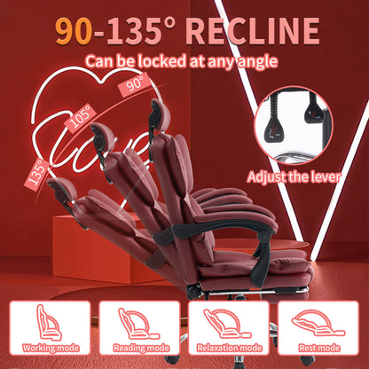 Gamingstoel – Gamestoel – Gaming Chair – Bureaustoel – Game Stoel – Ergonomisch verstelbaar – PU-Leder paars/wit – Zachte schuimvulling – Stevige rugsteun