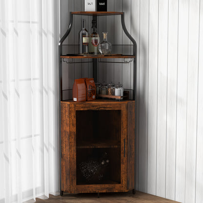 Hoekbarmeubel – Hoekkast – Barmeubel – Wijnkast – Drankkast – Vrijstaand – Verstelbare Plank – Keuze Uit Barn Of Gaasdeur – Compact Design Met Metaal En Hout