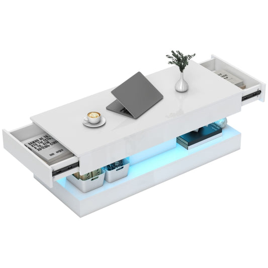 Moderne Haltafel – Winkeltafel – Inkomtafel – Entree Meubel – Opbergtafel – Wit MDF Tafelblad – Zwart Metalen Frame – 2 Lades – Compact & Duurzaam