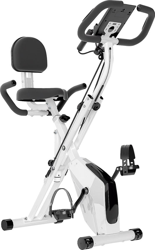 3 in 1 Opvouwbare Hometrainer - X-Bike met 8 Verstelbare Weerstandsniveaus - Vliegwiel 2,5KG - LCD Scherm - Verstelbare Zitting - Wit