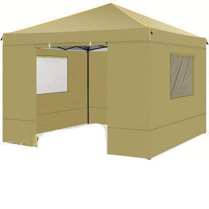 Pop-up Tent – Partytent – Vouwtent – Kiosk – Klaptent – Khaki – 3,05x3,05 meter – Verstelbare Hoogte Met Stevig Metalen Frame