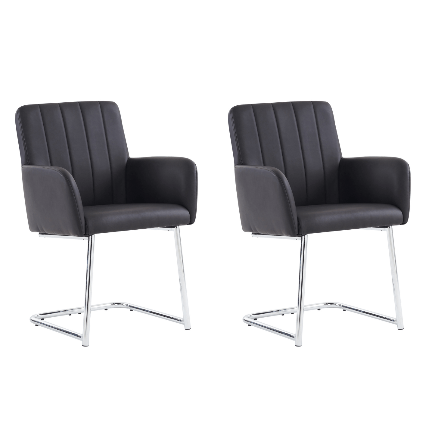 Eetkamerstoel Set – Stoel Eettafelstoel Zithoekstoel Bureaukamerstoel – Zwart Kunstleer – Metalen Zigzag Frame – Ergonomisch Comfort – Set Van 6