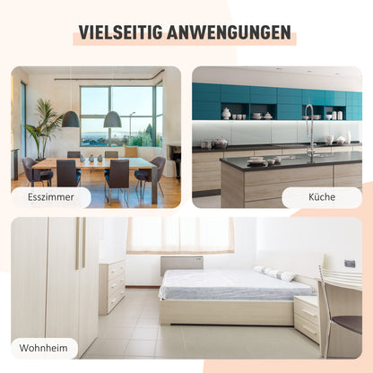 Zijdelingse Tafel – Opklapbare Tafel – Bijzettafel – Eettafel – Werktafel – Ruimtebesparend Ontwerp – MDF Tafelblad Met Eikenlook Natuurlijk Wit Frame 169x60x75 cm
