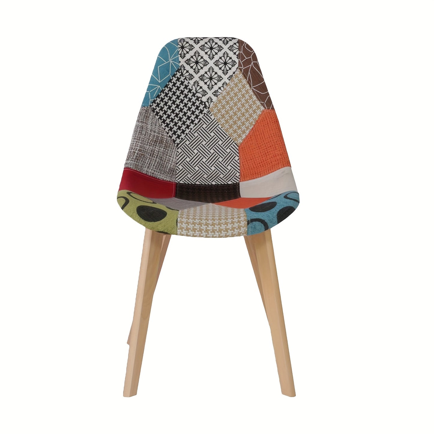 Set van 4 Patchwork Eetkamerstoelen – Uniek Design, Beukenhouten Poten – Rood, Geschikt voor Keuken, Woonkamer en Diverse Gelegenheden