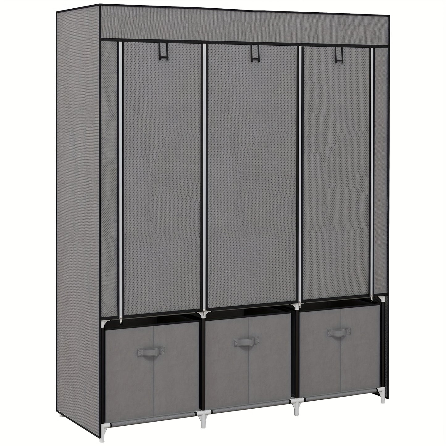 Kledingkast – Garderobekast – Kleerkast – Opbergkast – Vouwkast – Inklapbaar Met Ritssluiting – Stevig Metaalframe – Donkergrijs – 125x43x162,5 cm