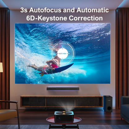 Home Cinema Systeem – Thuisbioscoop Set – Soundbar Met Subwoofer – Projector – Dolby Atmos 2.1 Kanaals – 190W Bass – 700 ANSI Lumen Met Automatische Focus
