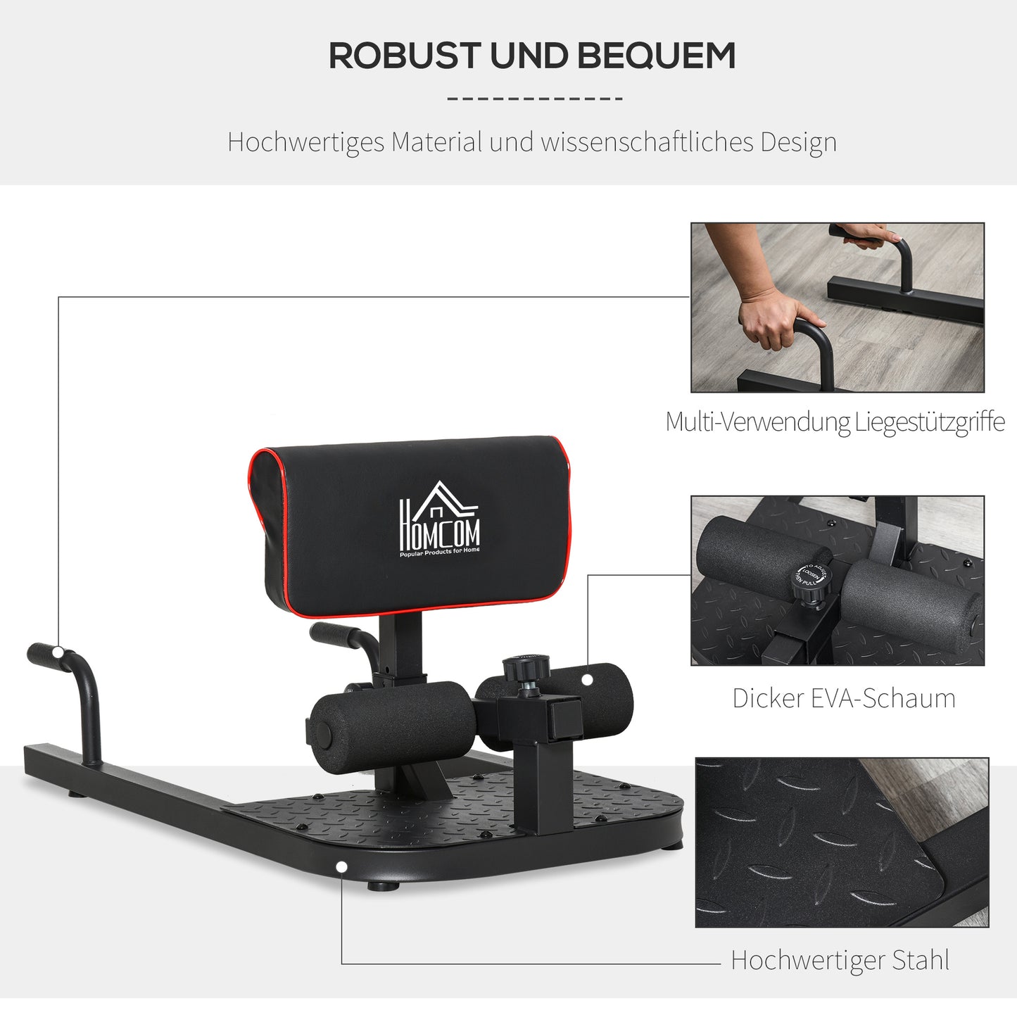 Sissy Squat Trainer – Knie Trainer – Leg Trainer – Buikspier Trainer – Bilspier Trainer – Zwart – 3-in-1 Verstelbaar – Stevig Stalen Frame Tot 120 Kg