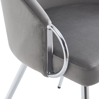 Velours Stoelen – Eetkamerstoelen – Bureaustoelen – Slaapkamerstoelen – Design Stoelen – Grijs Metaal – 8 cm Dikke Schuimvulling – Verstelbare Metalen Poten